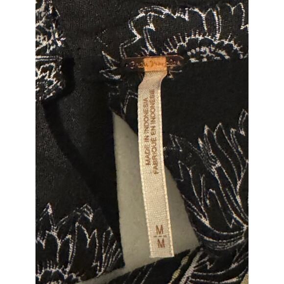 Free People Tunic Womens Medium Black White Keyhole Mock Neck LS Boho Oversize - Picture 7 of 11